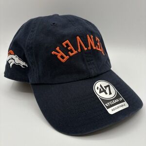 Denver Broncos Hat 47 Brand Reversed Script Cap Clean Up Strap Back Dad NEW